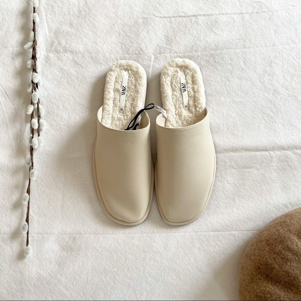 Zara faux lined flat mules